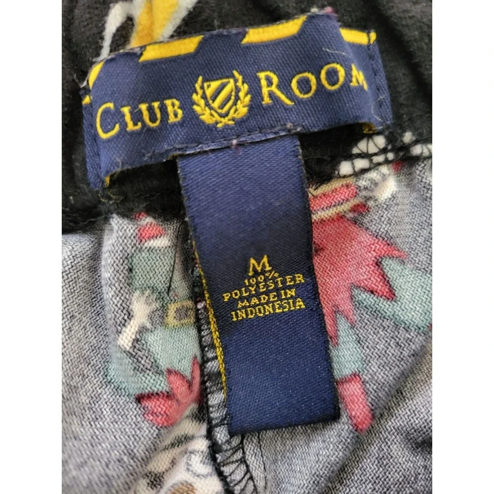 Club Room Mens Holiday Pajama Pants M Black Elf Present‎ Beer Print Pockets